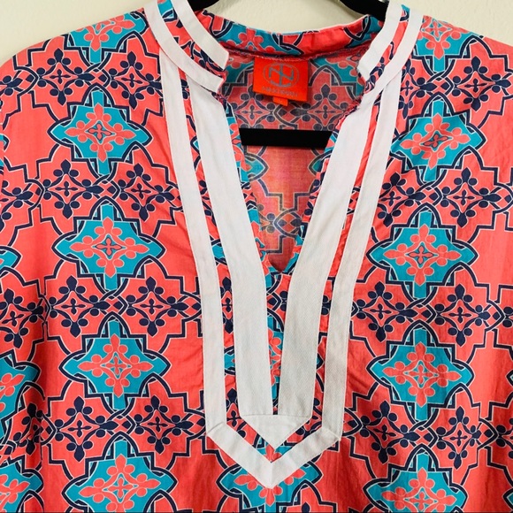 Tracy Negoshian Greek Key Print Tunic Top - Picture 4 of 5